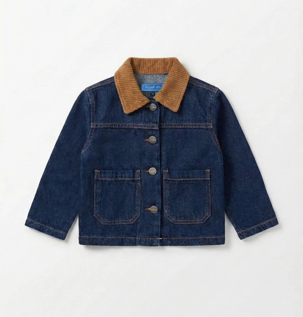 Куртка джинсова для дівчинки з вельветовим коміром La'ciel 2-3 роки 98 см Синій (7878701712096)