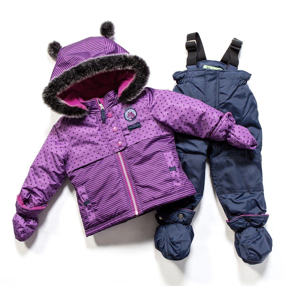 Дитячий зимовий комплект для дівчинки Peluche&Tartine F17M08BF 88-94 см Ліловий (F17M08BF-Purplewave_Palenavy-24m)