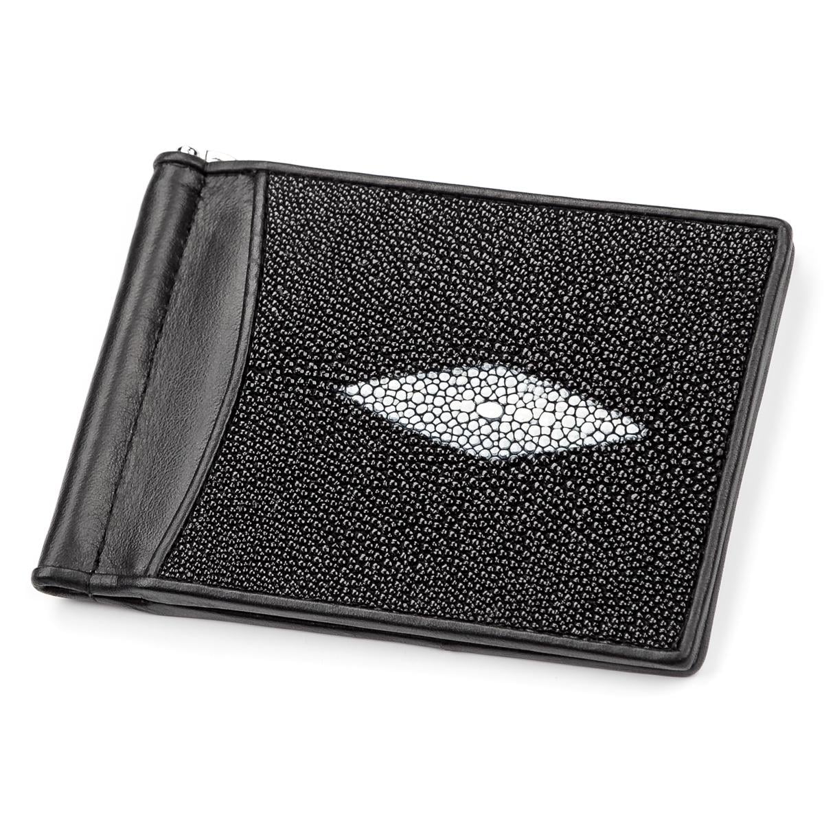 Зажим для денег Stingray Leather 18120 из натуральной кожи морского ската Черный Зажим для денег Stingray Leather 18120 из натуральной кожи морского ската Черный