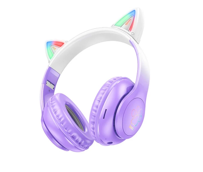 Наушники беспроводные Hoco Cat ears BT headphones W42 BT5.3 AUX/TF 10h Purple grape (2850557226)
