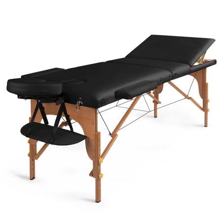 Стіл масажний складний дерев'яний трисекційний Medimas Prosport-3 195x70 см Чорний