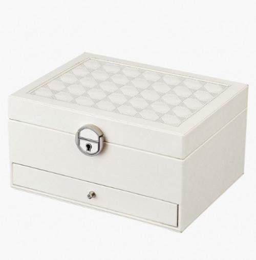 Шкатулка для украшений с ключом и зеркалом 23х17,5х12 см Белый (ШДД-7-2)