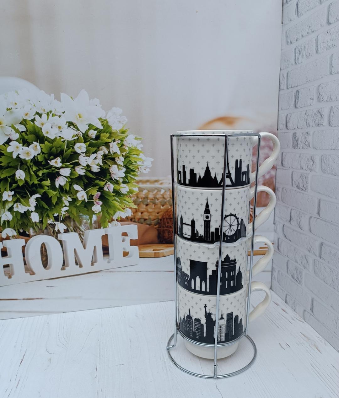 Набор чашек для чая BonaDi на стойке 320 мл 4 шт. (15393643) Набор чашек для чая BonaDi на стойке 320 мл 4 шт. (15393643)