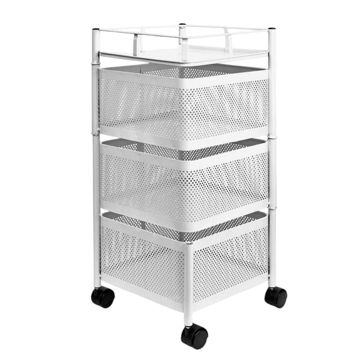 Этажерка на колесах Modern Home Cube 3 яруса 27х65 см (R100111-W) Белый