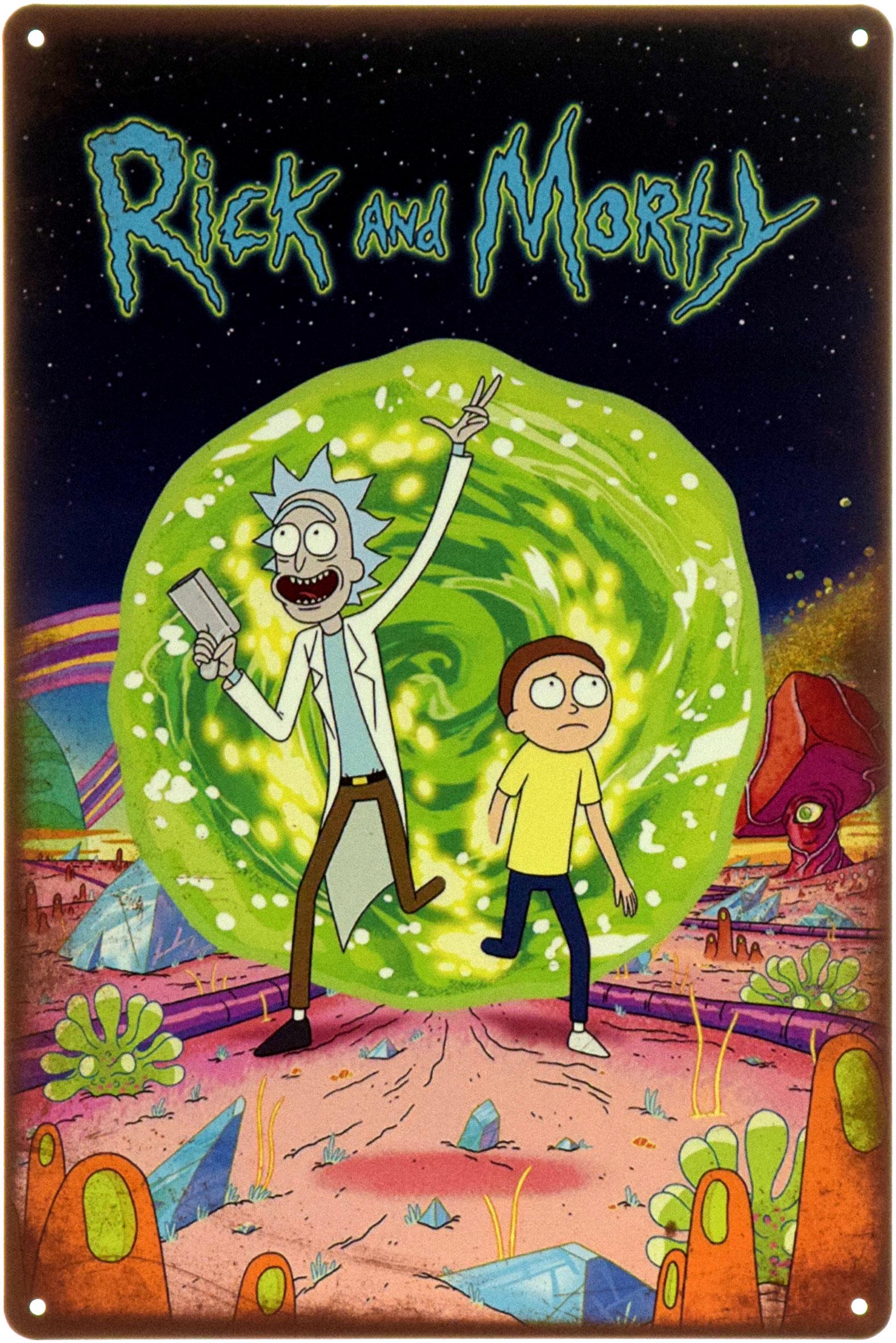 Табличка металлическая "Rick and Morty" 20x30 см (ms-104373)