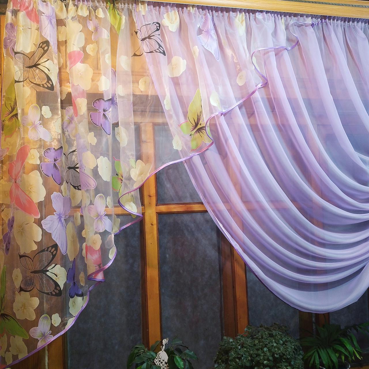 Занавеска кухонная Эрика правая Сиреневый - фото 2 Занавеска кухонная Эрика правая Сиреневый - фото 2