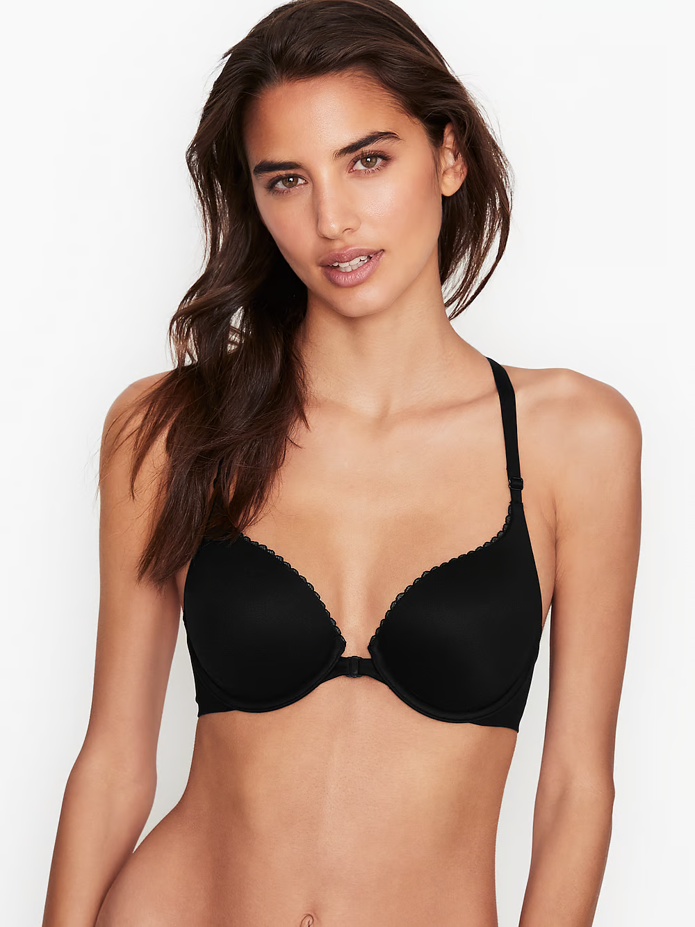 Бюстгальтер без пуш ап Victoria's Secret Lightly Lined Demi Racerback Bra 75C Чорний (21818804)