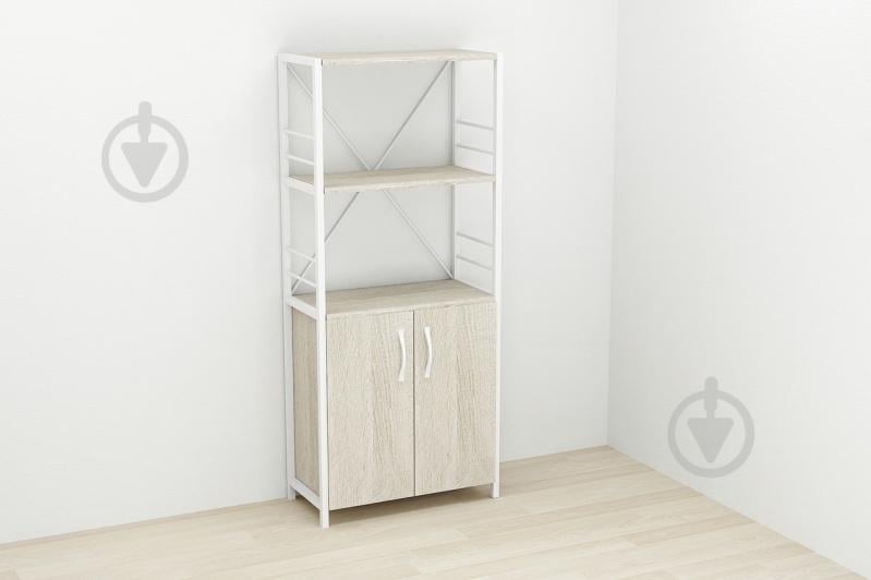 Этажерка 3/60 Ferrum-decor Серии Конект с тумбой  144x60x28 Белый ДСП Сонома (FD1031)