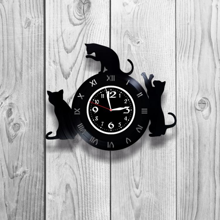 Часы настенные Кошки 0174 из виниловой пластинки