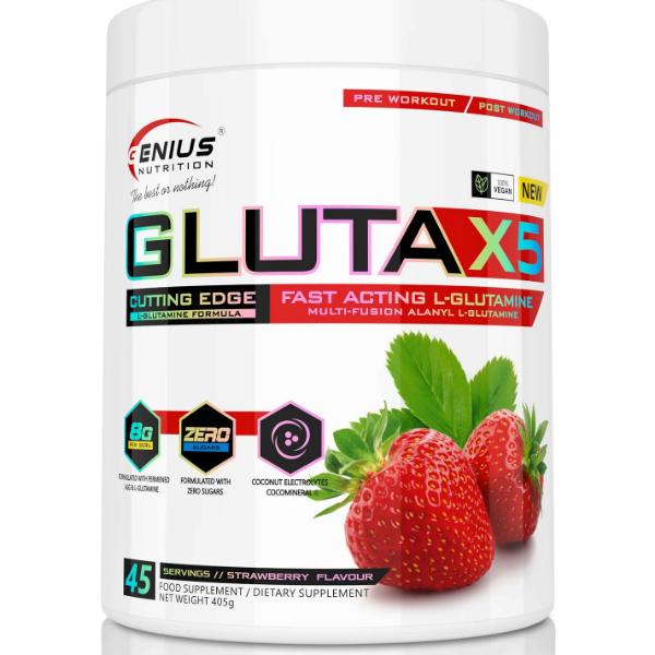 Глютамін для спорту Genius Nutrition Gluta X5 Strawberry 405 г 45 servings (000020869) - фото 1