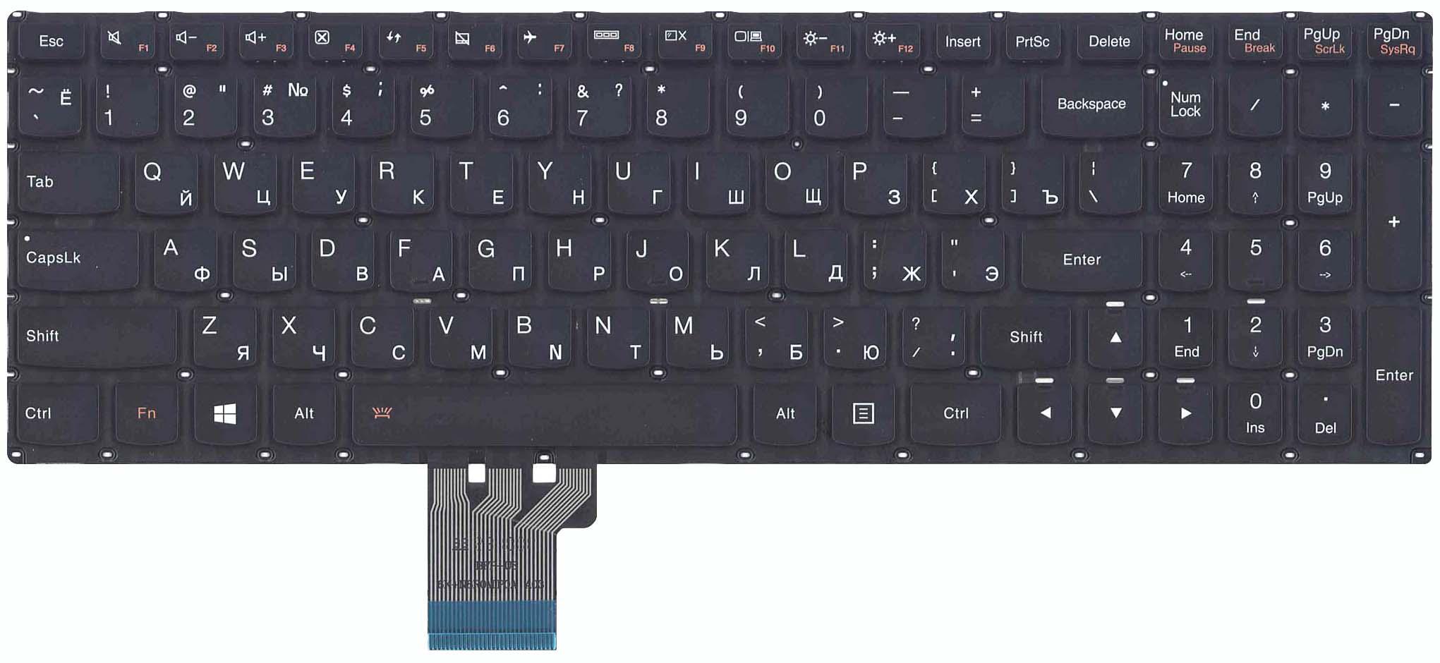 Клавиатура для ноутбука Lenovo IdeaPad U530 с подсветкой Light No Frame Black