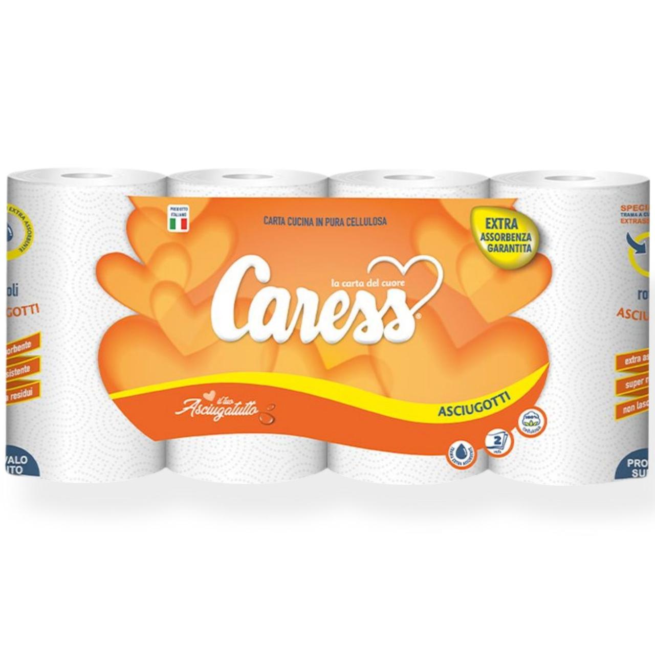 Бумажные полотенца CARESS ASCIUGOTTI 2 слоя 4 рулона