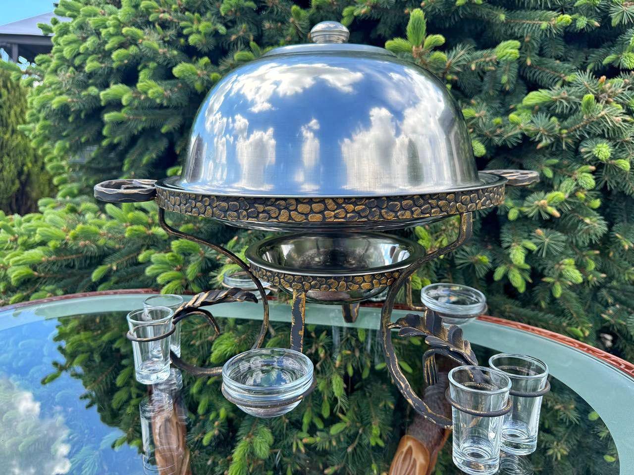 Садж для шашлику Камінь із соусницями та скляними чарками 36 см - фото 2 Садж для шашлику Камінь із соусницями та скляними чарками 36 см - фото 2