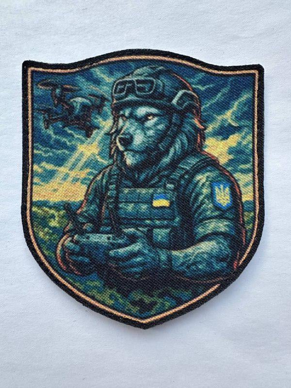 Шеврон-щит Лев-патриот с дроном на липучках (LIONDRONE)