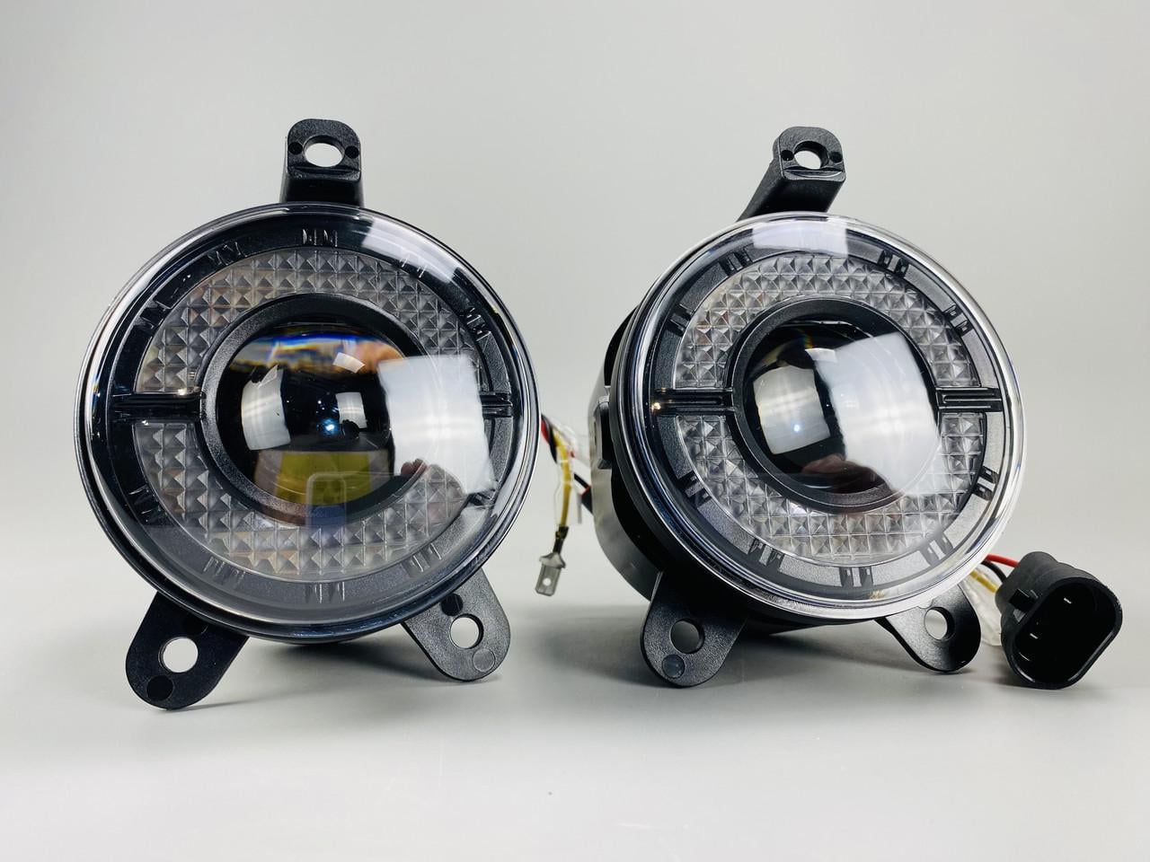 Фары LED универсальные противотуманные 60W 12-80V с ДХО и большой линзой Белый/Оранжевый (2355103510)