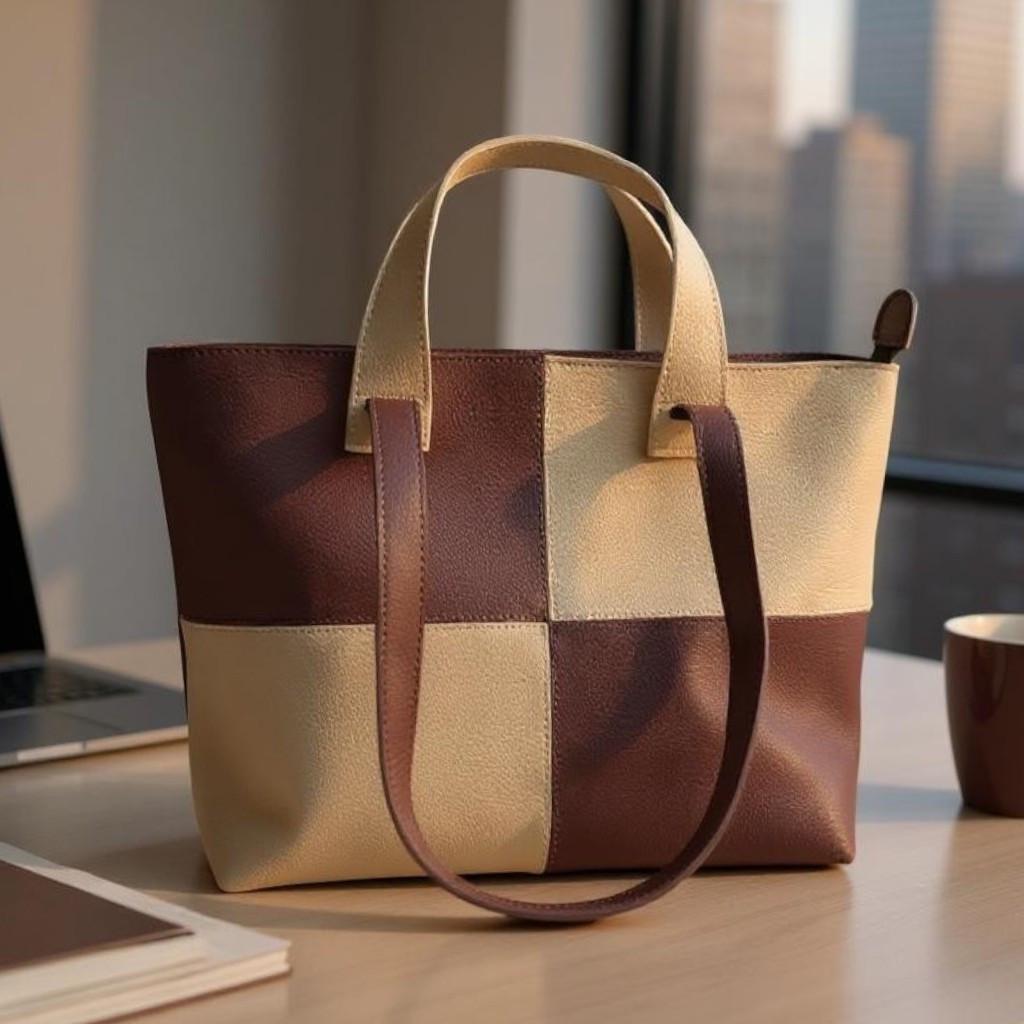 Сумка-шоппер вместительная женская на плечо экокожа вмещает A4 Пудровый/Бежевый