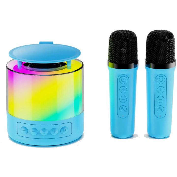 Колонка Bluetooth K19 з підсвічуванням LED та двома мікрофонами для караоке Blue (13356399)