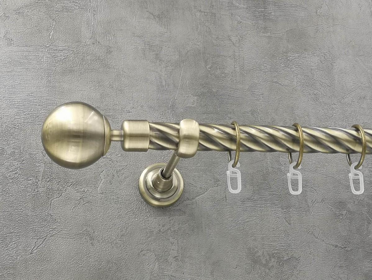 Карниз Quadrum Шар витая штанга одинарный открытый 25 мм 300 см Антик (262044921)