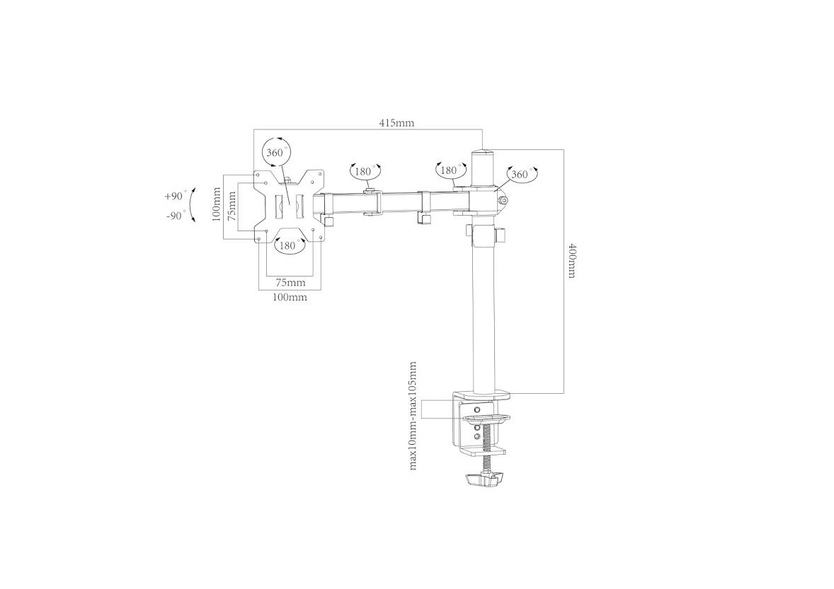 Кронштейн для монитора настольный CHARMOUNT CT-LCD-DS1902A 10"-27" Черный - фото 3