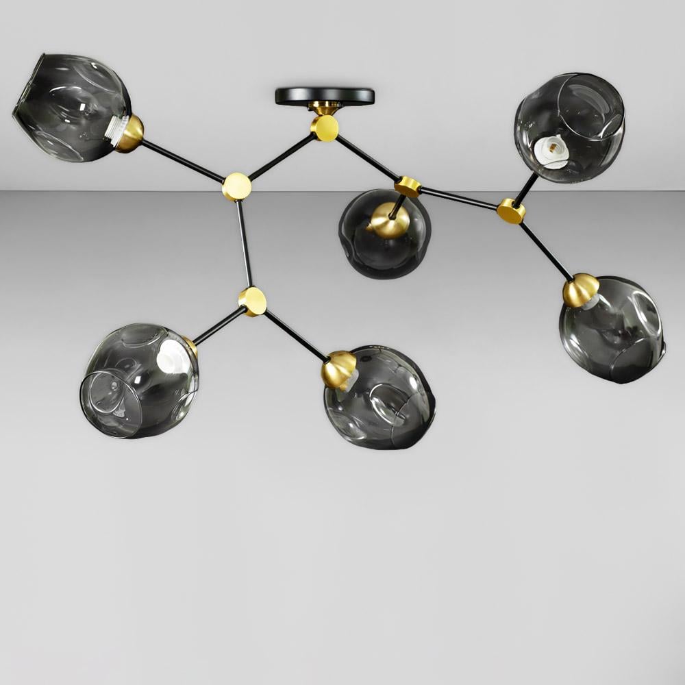 Люстра потолочная молекула Light House MX-18669/6 BK/BE 650х450х320 мм Черный/Бронзовий/Дымчатый
