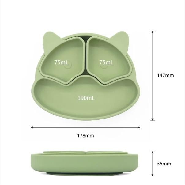 Набір дитячого посуду Cheeks з гризунком прорізувачем-брязкальцем Оливковий (28272265) - фото 2 Набір дитячого посуду Cheeks з гризунком прорізувачем-брязкальцем Оливковий (28272265) - фото 2