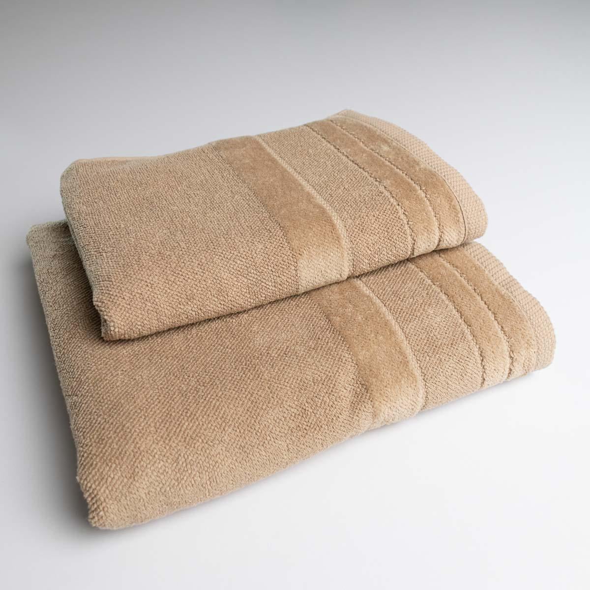 Комплект махровых полотенец GM Textile 500 г/м2 с велюровым бордюром 2 шт. 50х90/70х140 см Капучино (rmvb500-k2-capp)