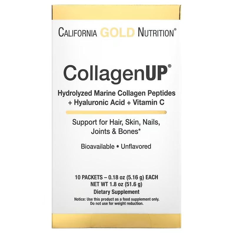 Коллаген California Gold Nutrition CollagenUP Hydrolyzed Marine Collagen Peptides + Hyaluronic Acid + Vitamin C 10 пакетов