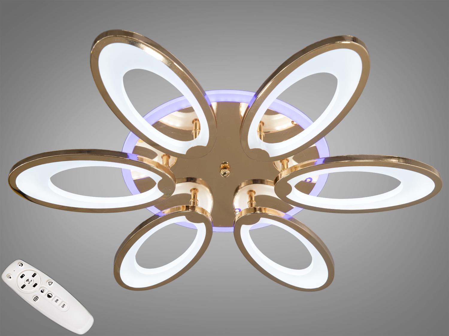 Люстра LED с пультом и подсветкой 95W (1673/6G LED 3color)