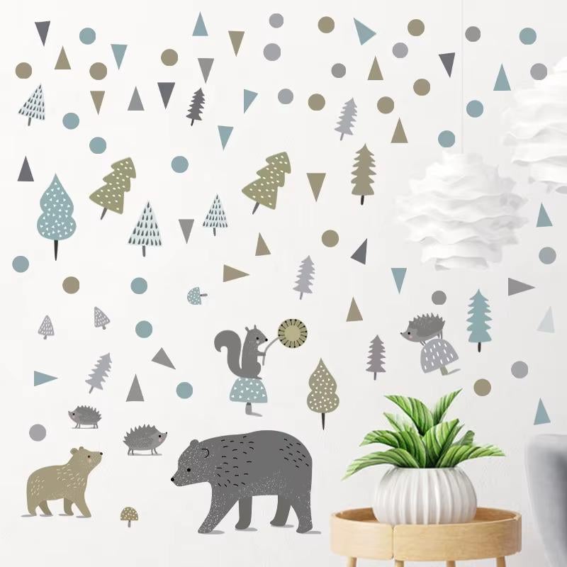 Набір вінілових наліпок Лісові мешканці декоративний у дитячу кімнату для дівчаток і хлопчиків 25х70 см Набір вінілових наліпок Лісові мешканці декоративний у дитячу кімнату для дівчаток і хлопчиків 25х70 см