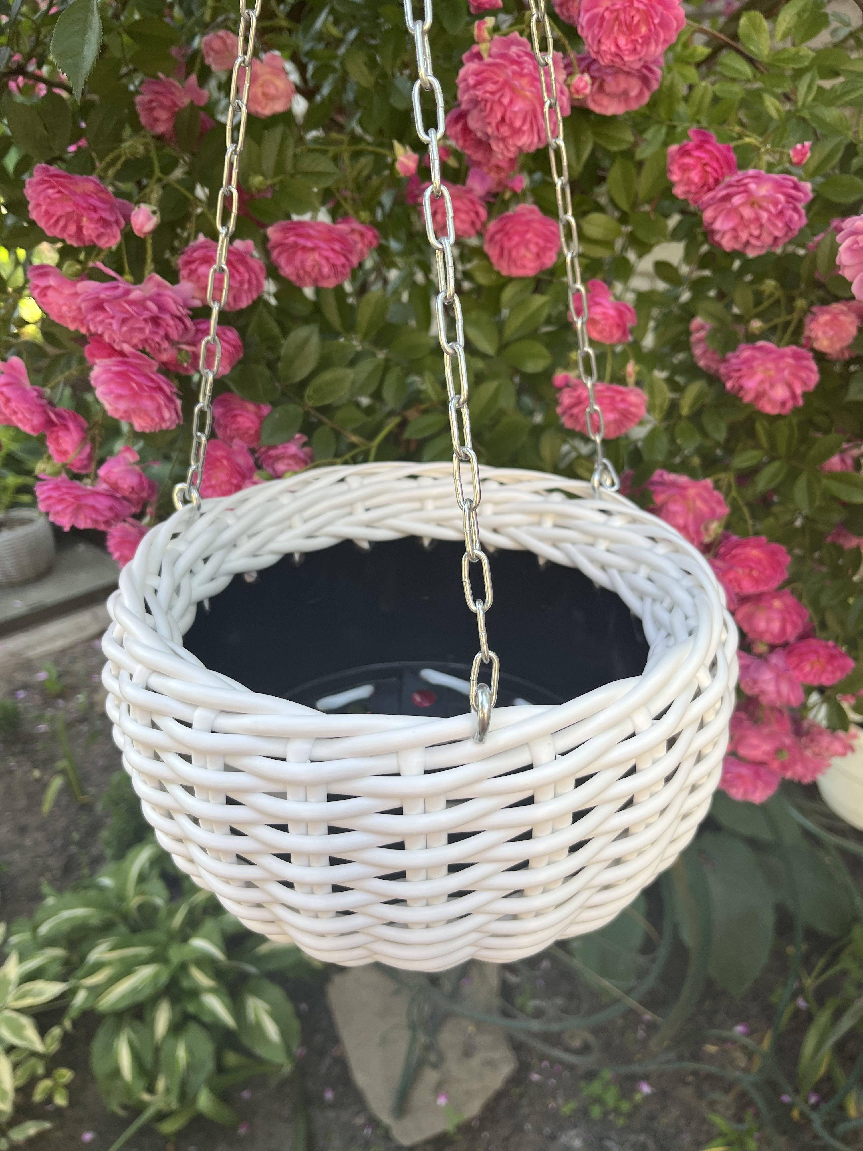 Горщик підвісний для квітів зі штучного ротанга 3л Білий (27922740)