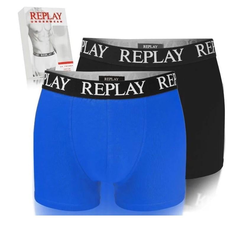 Труси боксери чоловічі анатомічні Replay 2 шт. M Чорний/Синій (76575786) - фото 3 Труси боксери чоловічі анатомічні Replay 2 шт. M Чорний/Синій (76575786) - фото 3