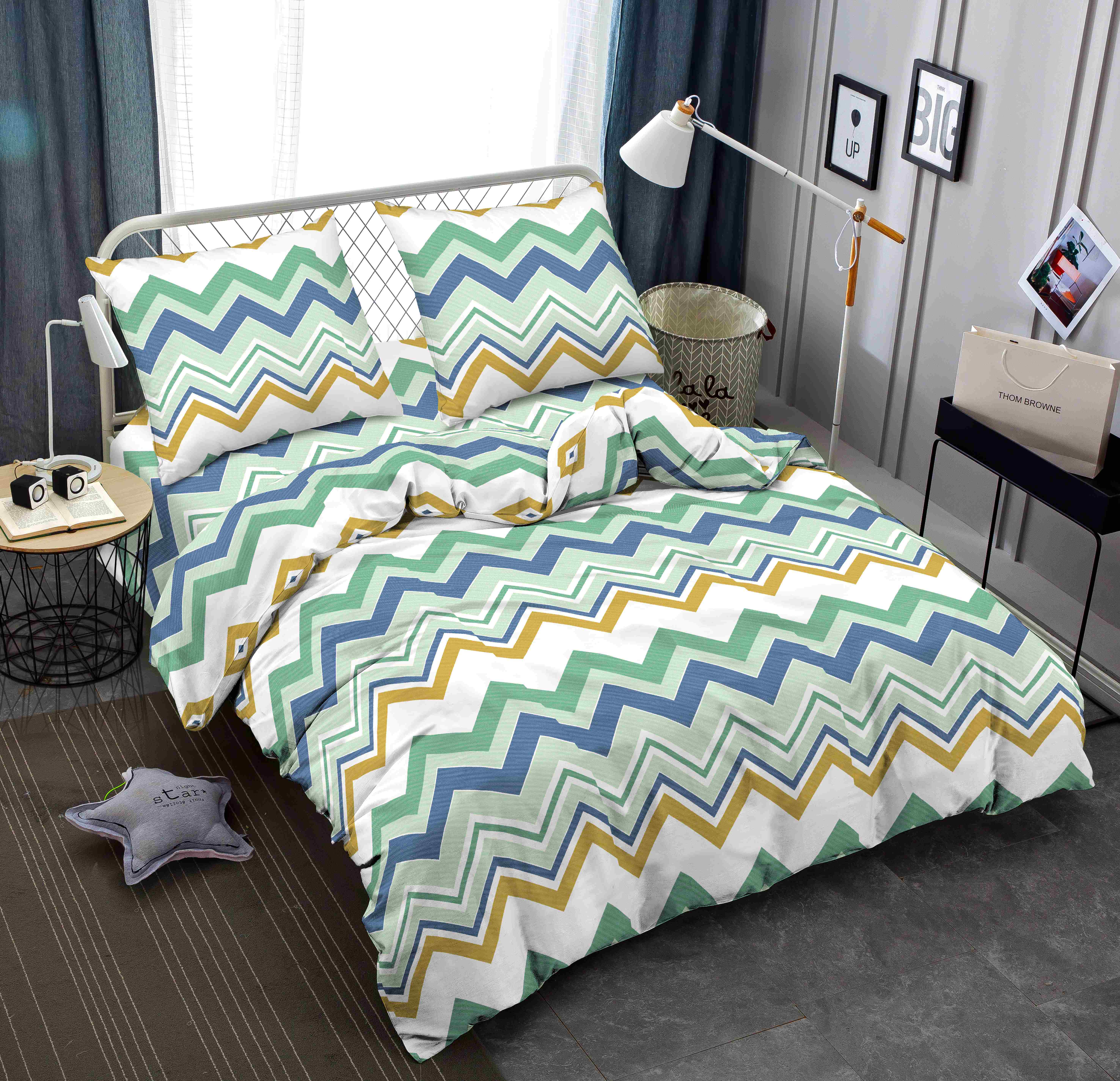 Комплект постельного белья Zastelli J1885-5 Зигзаг жатка полуторная 145х210 см Разноцветный (22050)