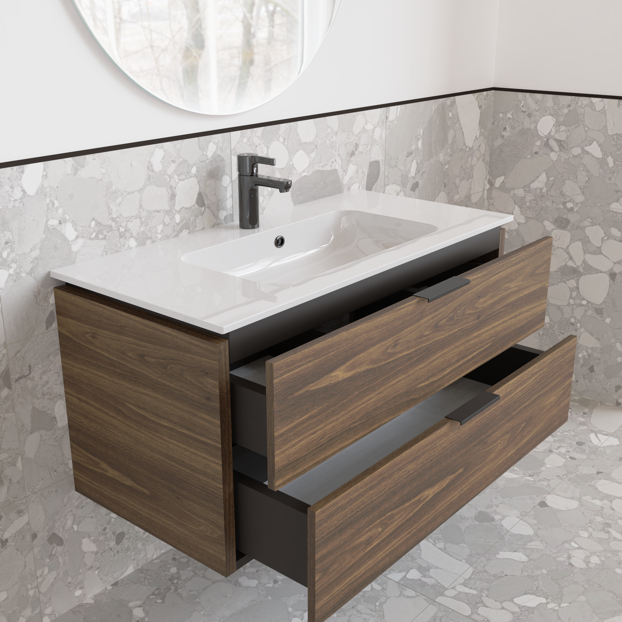 Тумба подвесная с раковиной MVK Vostok Icon 90 В2 900х450х530 мм Дуб Бурбон (p290br) - фото 3 Тумба подвесная с раковиной MVK Vostok Icon 90 В2 900х450х530 мм Дуб Бурбон (p290br) - фото 3