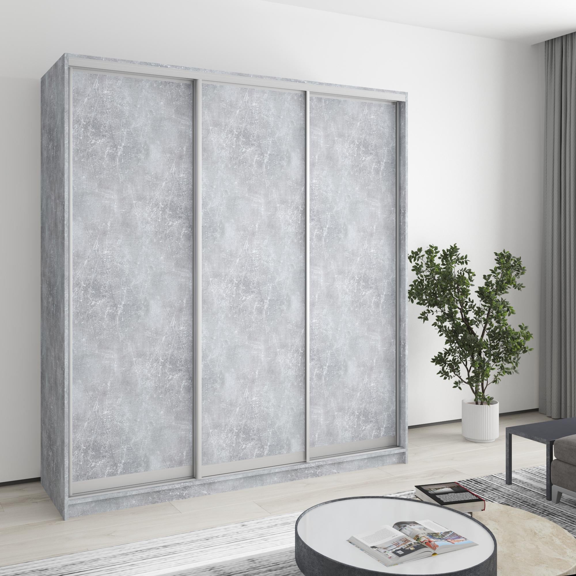 Шкаф-купе трехдверный MebelStar Комбо AL 3ДСП 190x60x210 см Бетон (MBS-3319) Шкаф-купе трехдверный MebelStar Комбо AL 3ДСП 190x60x210 см Бетон (MBS-3319)