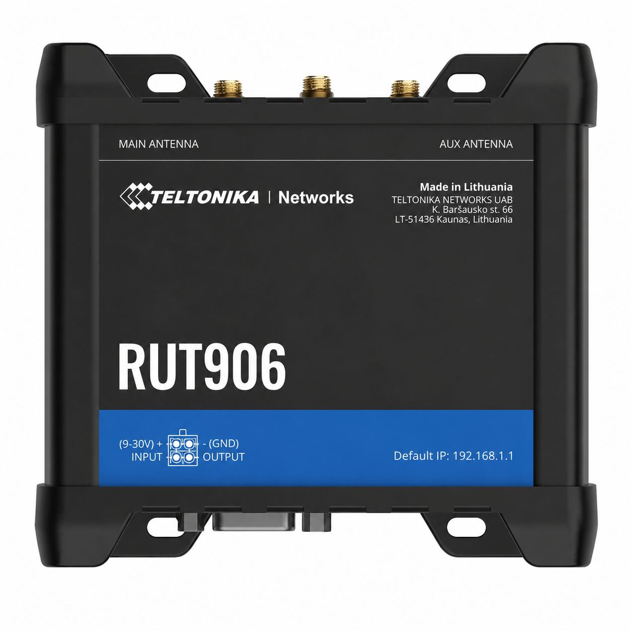 Маршрутизатор сотовый промышленный Teltonika RUT906 с 4G LTE/Wi-Fi 4 Черный (36522194)