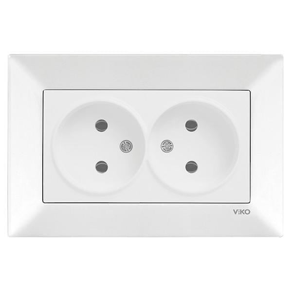 Розетка двомісна Viko Meridian без заземлення Білий (00000012465)
