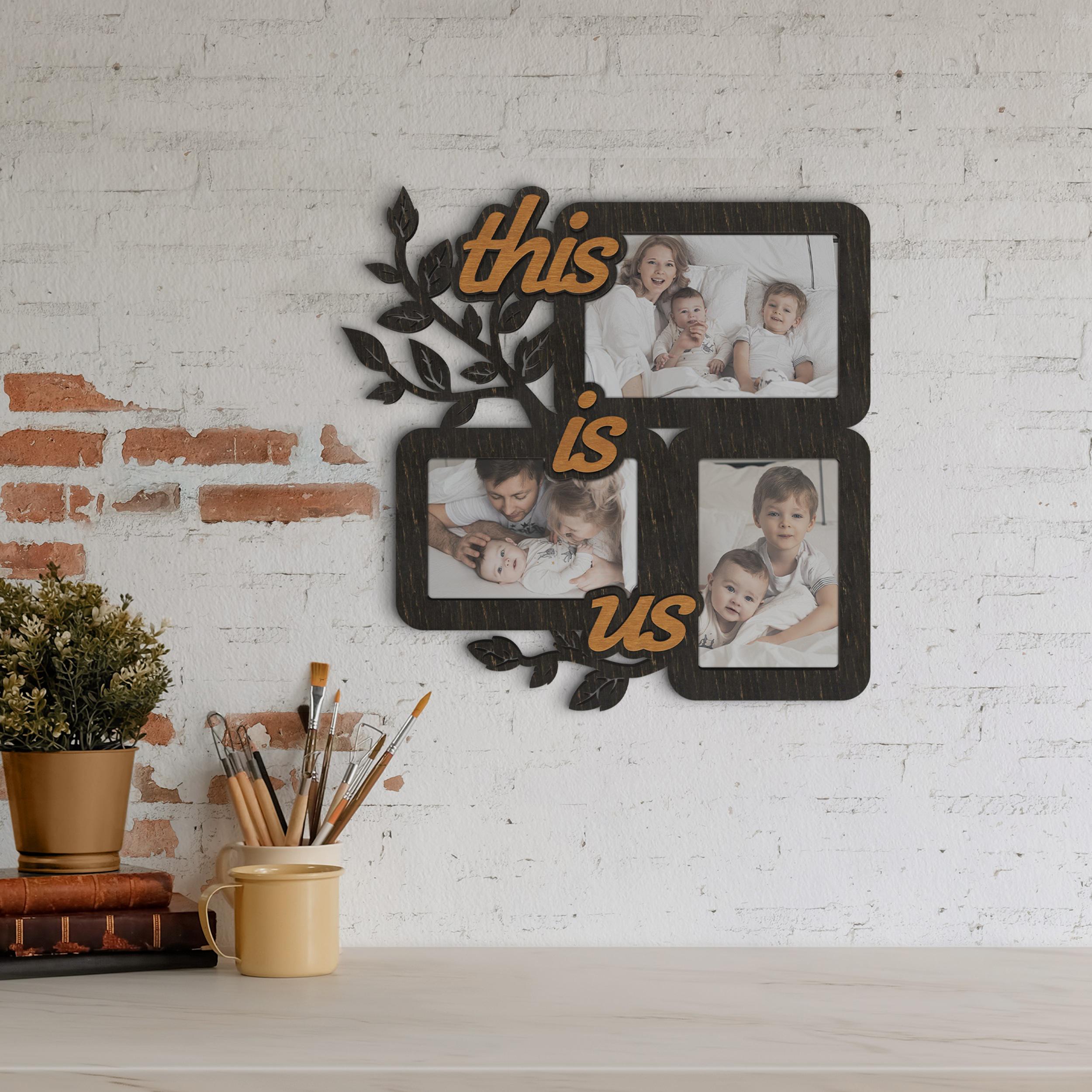 Фоторамка-коллаж The Frame Depot This is us с веточками с нанесением надписи на 3 фото Черный (tree_s-4) - фото 2
