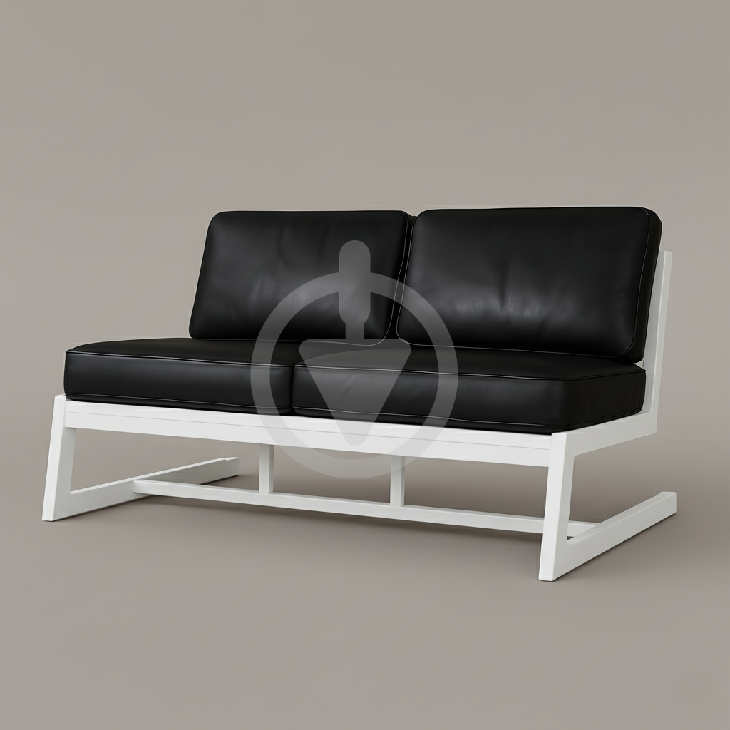 Диван металевий AVVS tech Атлас вуличний лофт екошкіра 126 см Чорний/Білий (30222903)