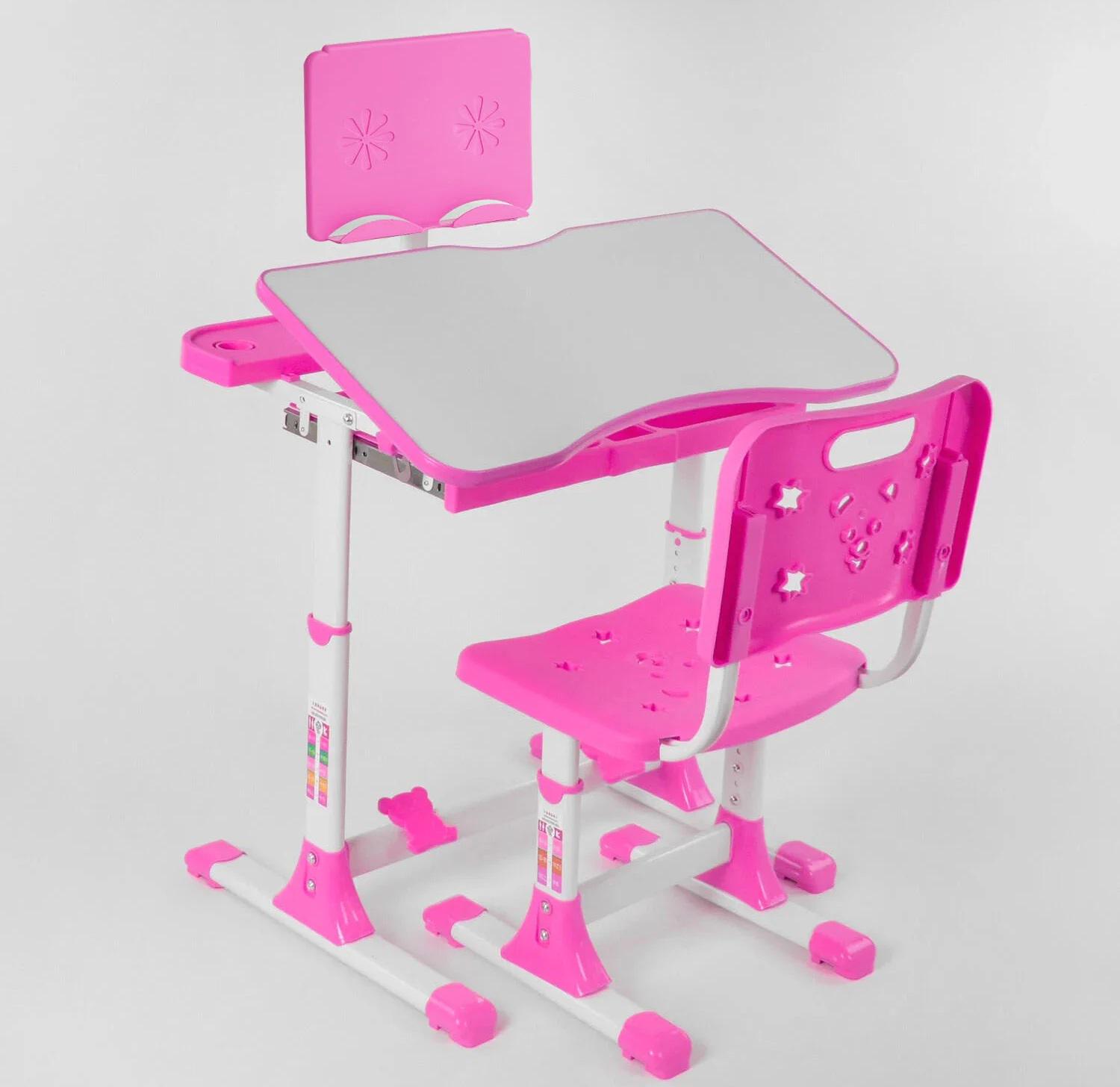 Парта со стульчиком регулируемая высота и угол наклона столешницы металл/пластик 70х49 см Pink (94158) - фото 3 Парта со стульчиком регулируемая высота и угол наклона столешницы металл/пластик 70х49 см Pink (94158) - фото 3