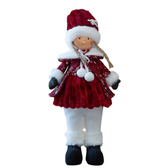 Фигурка новогодняя декоративная Праздничная куколка из текстиля 46 см Красно-белый (150-81-9241-014)
