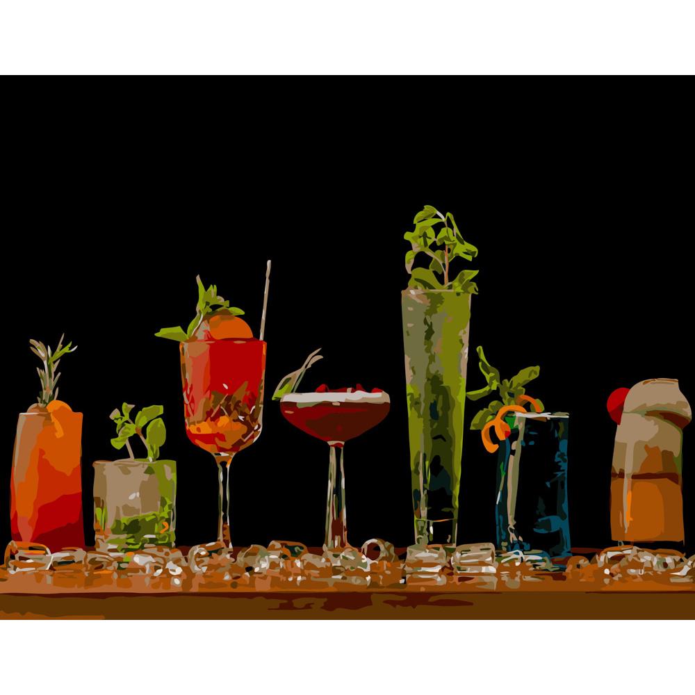Картина за номерами Strateg Преміум Різновид коктейлів 40х50 см (GS234)