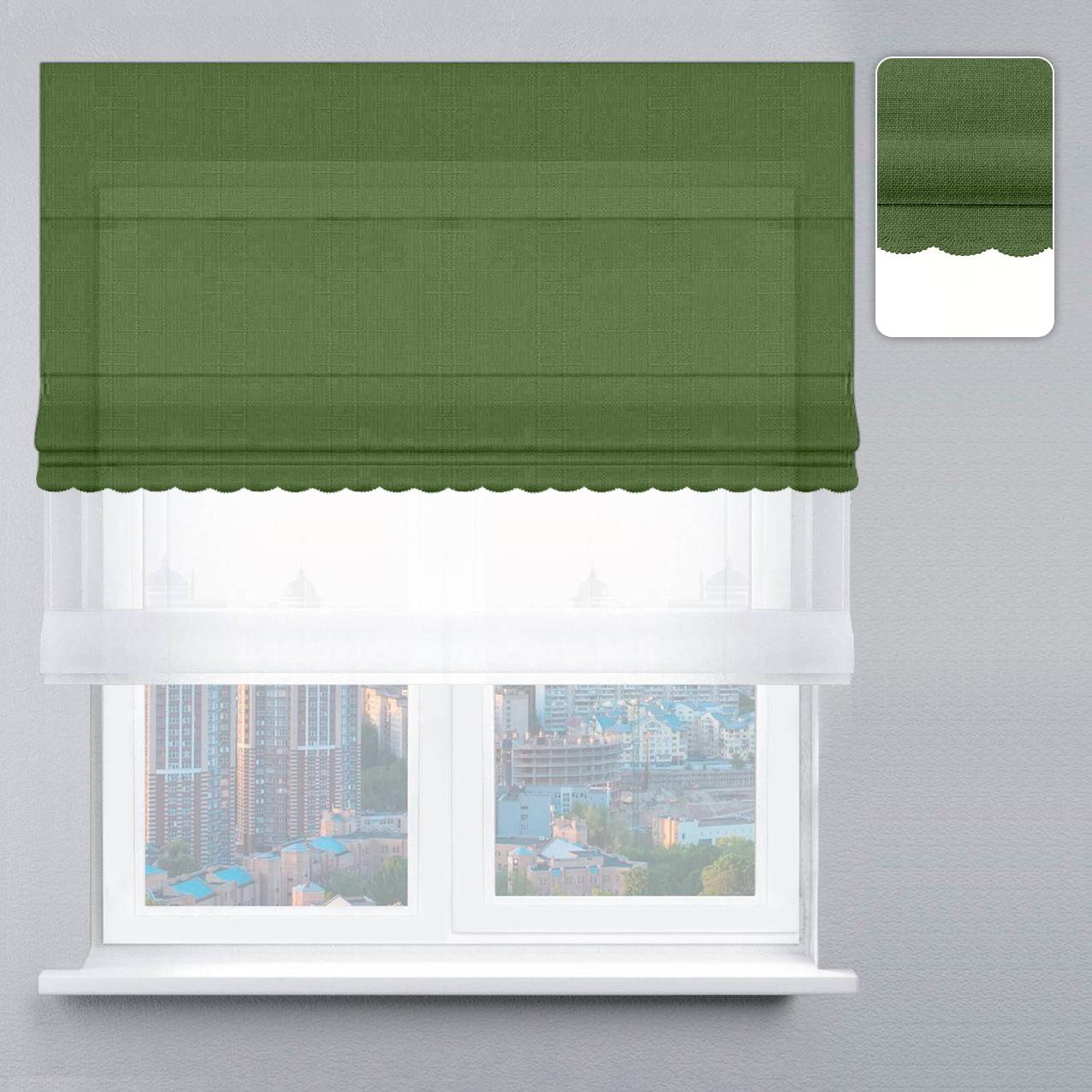 Римская штора велюр с ажуром 40х170 см Белый/Зеленый