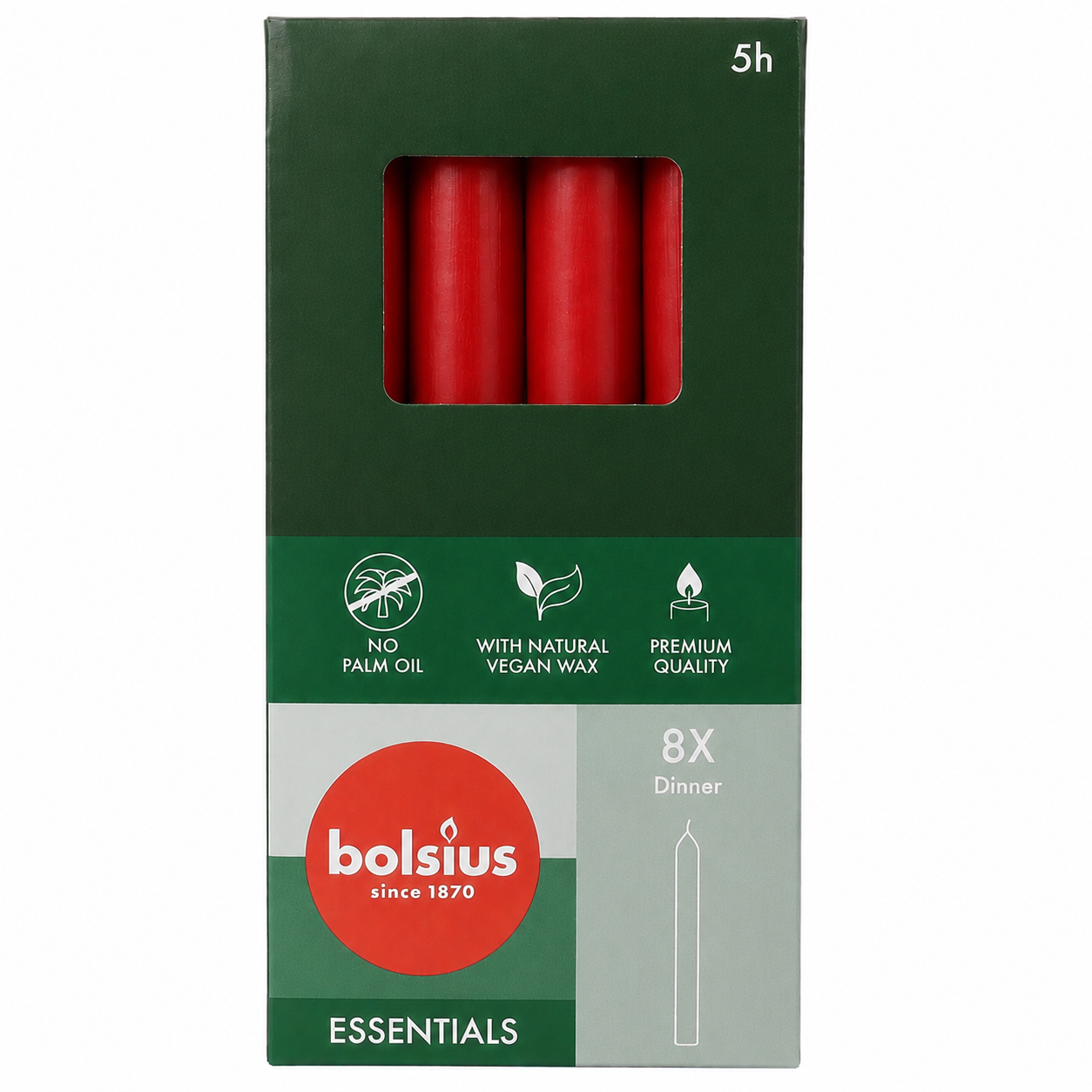 Свічка столова Bolsius 170/20 мм 8 шт. Red (3157928305)
