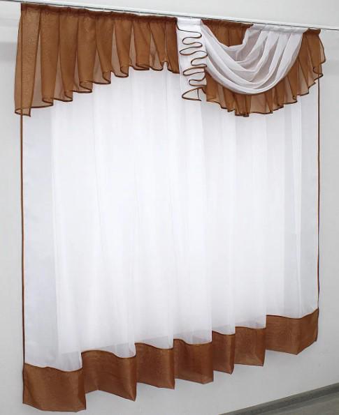 Шторки на кухню/балкон шифон 150х170 см Коричневый/Белый (099к) - фото 2 Шторки на кухню/балкон шифон 150х170 см Коричневый/Белый (099к) - фото 2