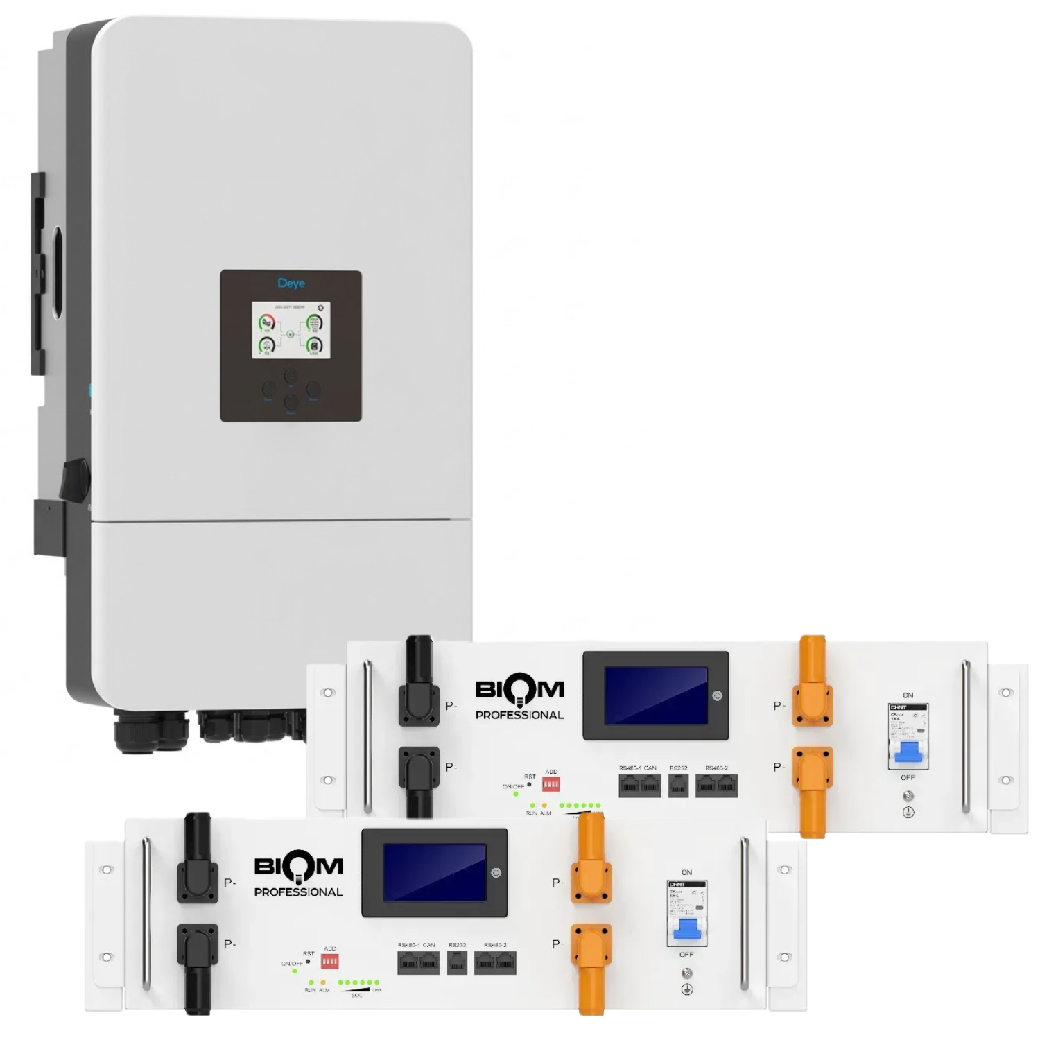 Комплект автономного энергоснабжения Deye SUN-8K-SG05LP3-EU 8 кВт 3 фази и Biom BALFP-R512100-UNI 2 шт. 5,12 кВт/год LiFePO4