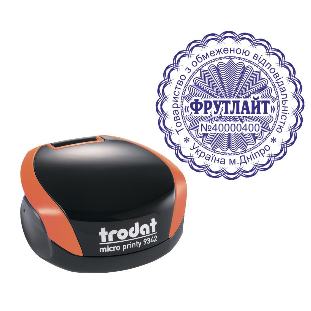 Печать ТОВ на карманном оснащении Trodat Micro Printy 9342 d 42 мм Оранжевый (ООО22/9342/O)