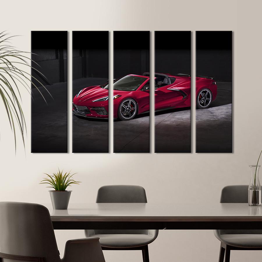 Картина на холсте Яркий автомобиль Chevrolet Corvette C8 87x50 см (1256-51)