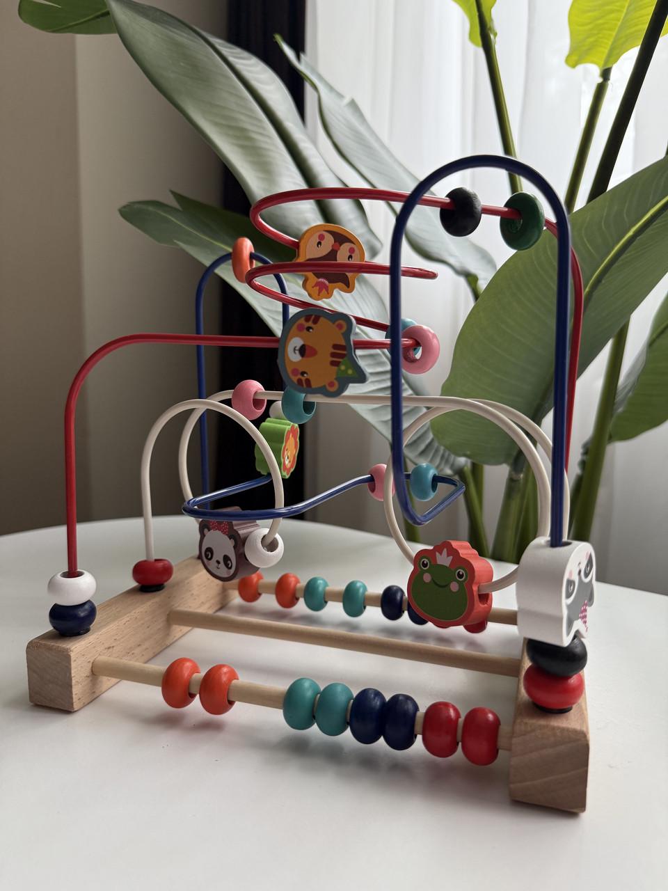Іграшка для малюків дерев'яний лабіринт-каталка з намистинами та звірятками (47) - фото 9 Іграшка для малюків дерев'яний лабіринт-каталка з намистинами та звірятками (47) - фото 9