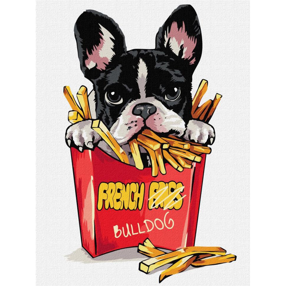 Картина по номерам Идейка Маленький бульдог 30х40 см (KHO4302)