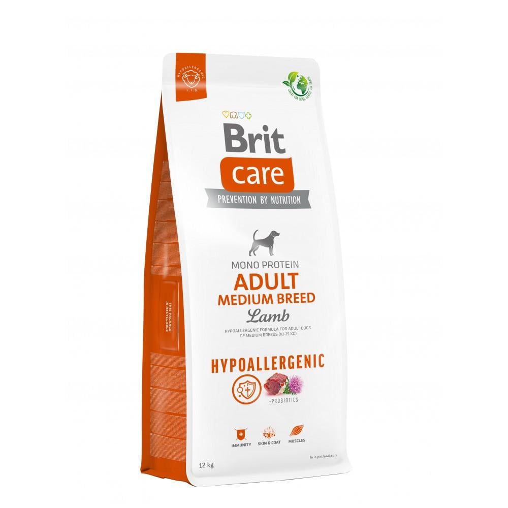 Корм для собак сухой Brit CARE Dog Hypoallergenic Adult Medium Breed средних гипоаллергенных пород с ягненком 12 кг (8595602559015)